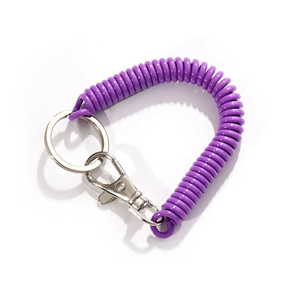 18cm Spiral Elastic Spring Rope Keychain Key Ring Metal Carabiner For Outdoor Anti-lost Phone Spring Key Cord Clasp Hook