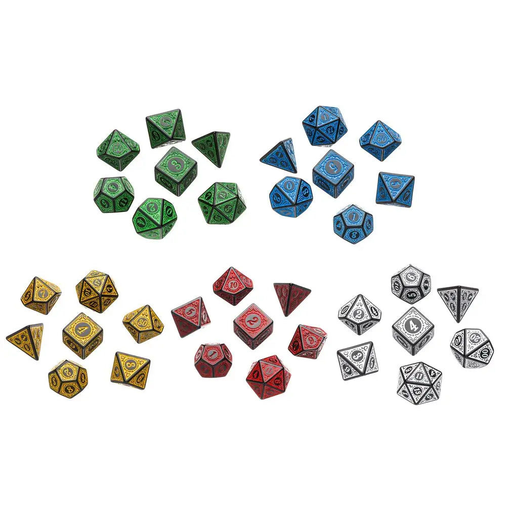 7Pcs Polyhedral Dice Set Transparent Flowers Design Resin Dices Hot Party Table Games Accessories D6 D8 D10 D12 D20 For D&d DND