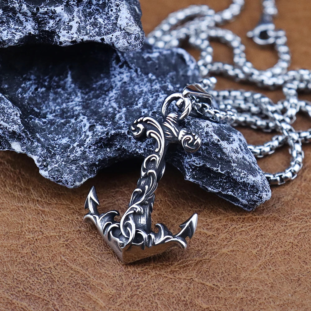 New Vintage Nordic Anchor Necklaces for Men Stainless Steel Viking Pendant Punk Biker Unique Amulet Jewelry Gift Dropshipping