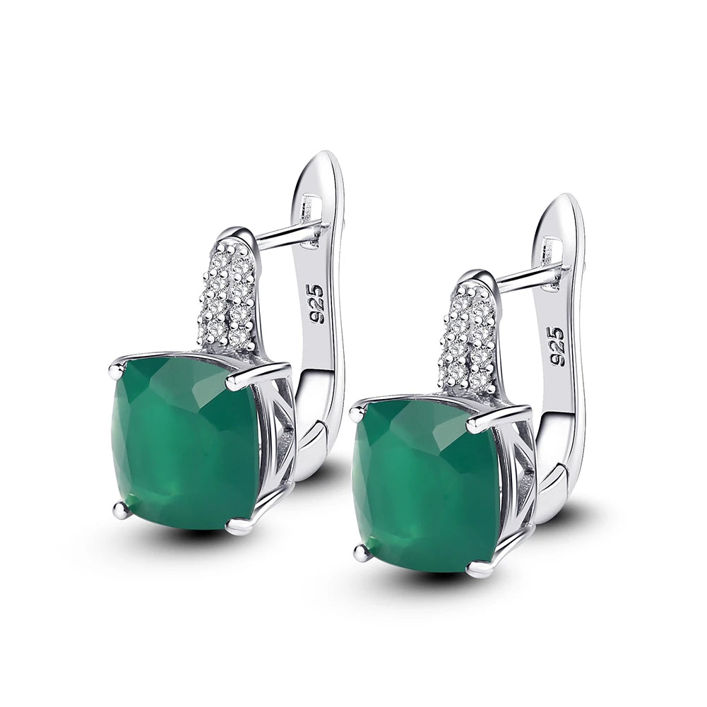 GEM'S BALLET 7.33Ct Natural Green Agate Gemstone Stud Earrings 925 Silver 585 14K 10K 18K Gold Women's Earrings Fine Jewelry Green Agate 925 Sterling Silver CHINA