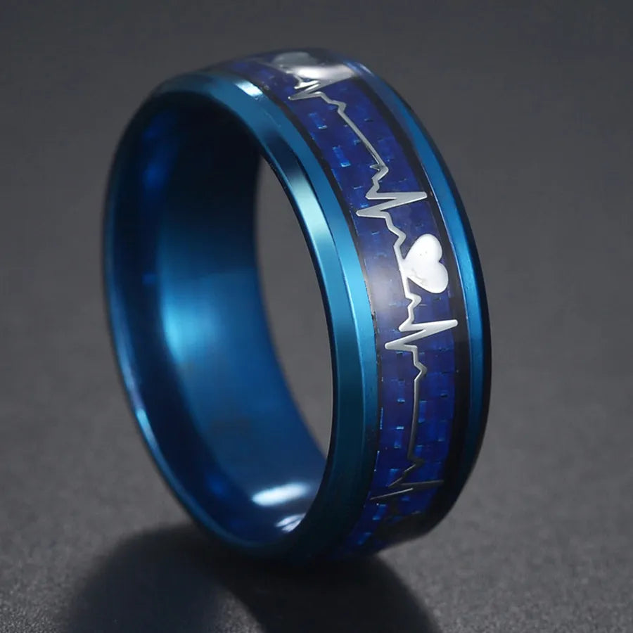 Fashion New 8mm Simple Men Ring Smooth Stainless Steel Blue Charms Rings Women's Couple Jewelry Gift Dropshipping