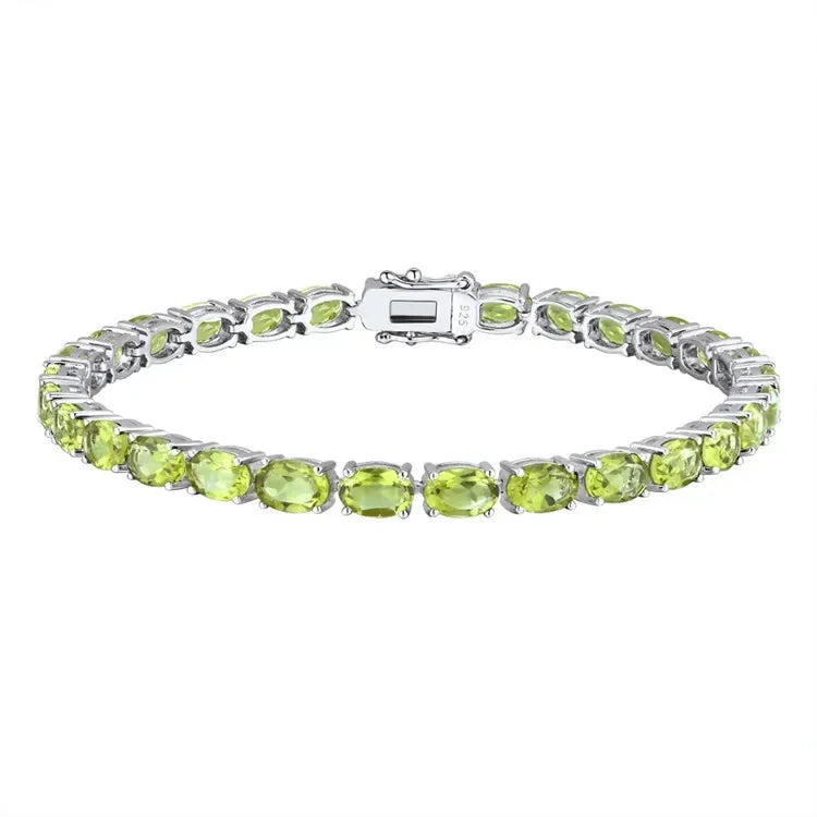 GZ ZONGFA Pure 925 Sterling Silver Women's Hand Bracelets 100% Real Gemstone Natural Topaz Peridot Amethyst Gem Fine Jewelry