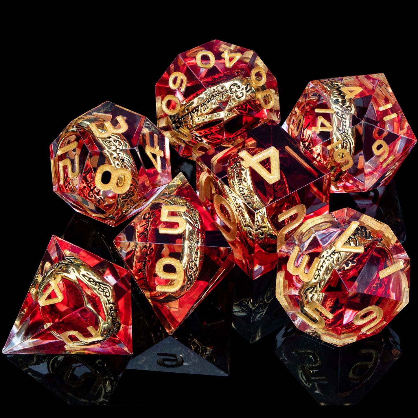 Flower Ring Dice Set & Dnd Liquid Flow Eye D and D Sharp Edge Dice For RPG D20 Dungeon and Dragon Pathfinder Role Playing Games LS-02