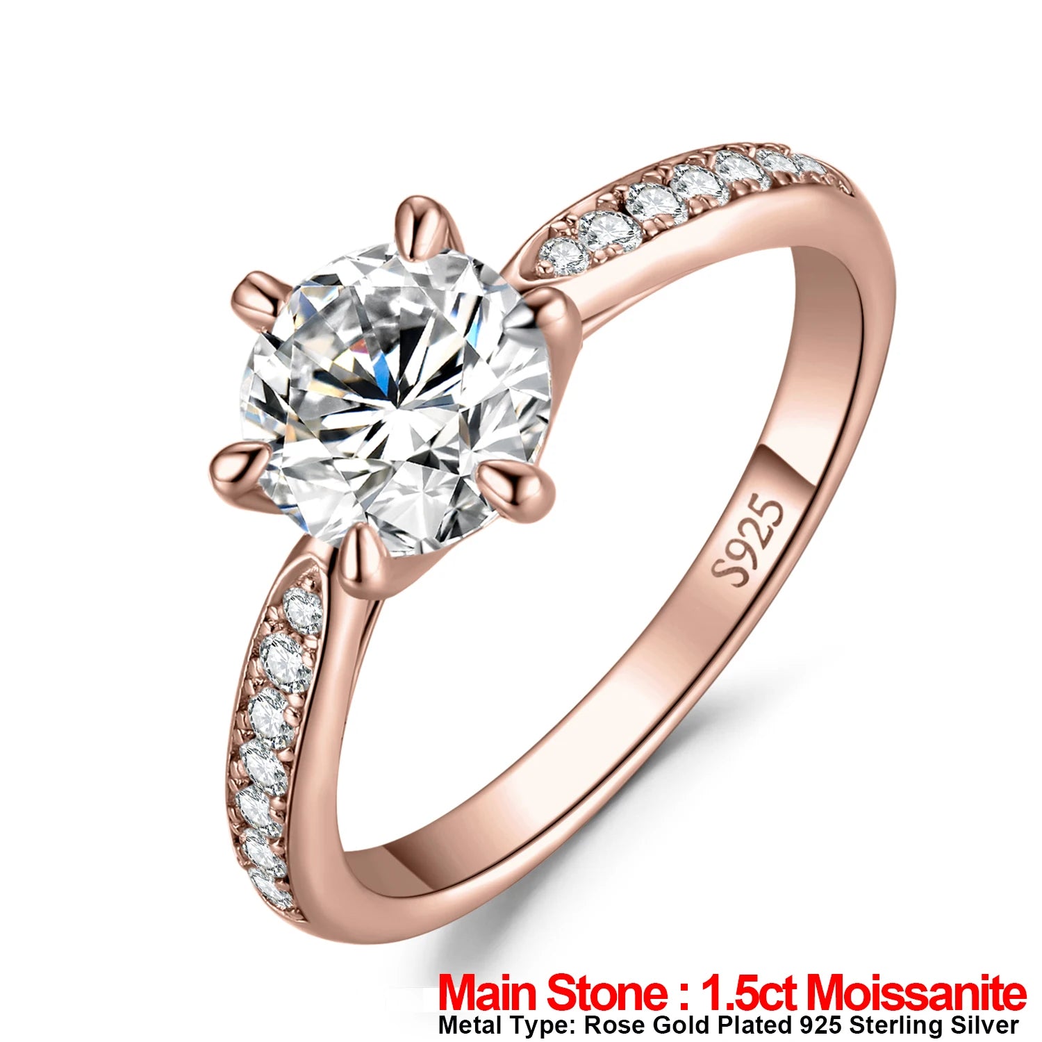 JewelryPalace Moissanite D Color 0.5ct 1ct 1.5ct 2ct 3ct Round S925 Sterling Silver Wedding Engagement Ring for Women