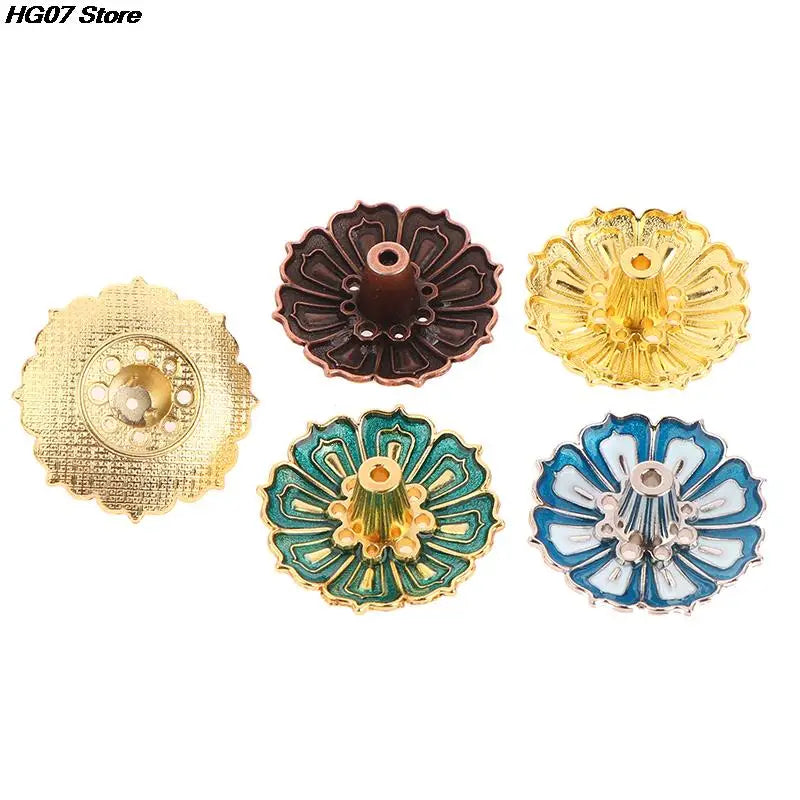 1PCS Lotus Alloy Incense Burner Stick Holder Home Buddhism Line Incense Plate Sandalwood Coil Base Temples Delicate Home Decor