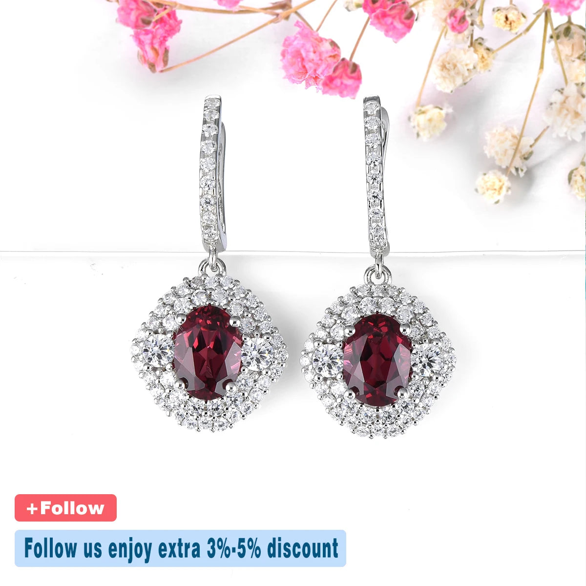 Natural Rhodolite Garnet Solid Sterling Silver Drop Earring 1.9 Carats Genuine Rose Garnet Romantic Classic Fine Jewelry Gifts