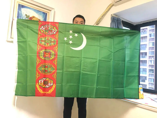 SKY FLAG Turkmenistan National Flag 90x150cm 3x5fts Hanging polyester Turkmenistan Banner Outdoor Advertising Decoration