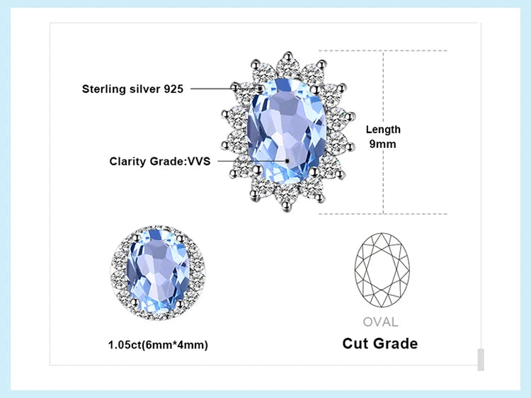 JewelryPalace Created Blue Sapphire Ruby 925 Sterling Silver Stud Earrings Natural Amethyst Garnet Peridot Topaz Princess Diana