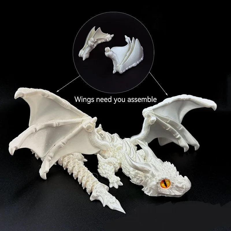 1pc 3D Printed Winged Carriage Dragon Figurine With Random Eyes, Art Deco Resin Dragon Sculpture, Tabletop Animal Theme Decor