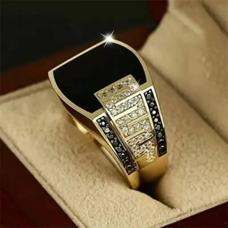 New Retro Handmade Turkish Rings for Men Vintage Double Swords Black Zircon Rings Punk 2024 Trendy Islamic Religious Muslim