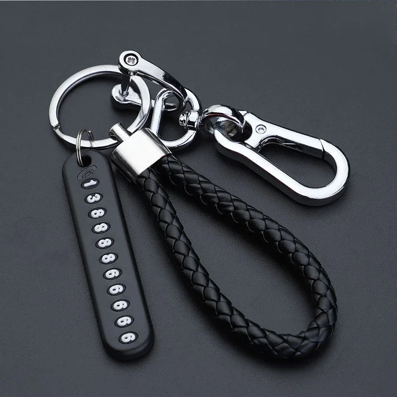 Anti-Lost Key Rings DIY Senile Dementia Mom Dad's Phone Number Card Pendant Keychain Waxed Leather Rope Lobster Clasp Key Chain style 1