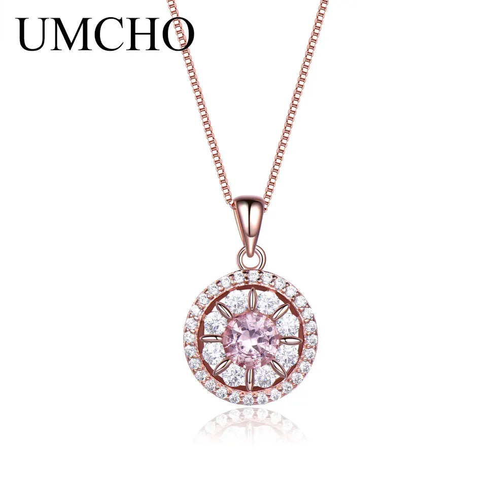 UMCHO Solid 925 Sterling Silver Amethyst Pendant Necklace Gemstone For Girl Gift Women for Fine Jewelry NUJ019PS-3 45cm
