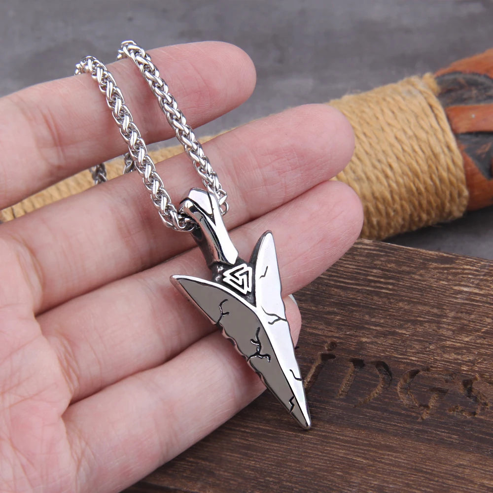 Viking Necklace for Men Studry Stainless Steel Norse Mythology Jewelry Viking Spear/Odin Amulet Pendant Necklace
