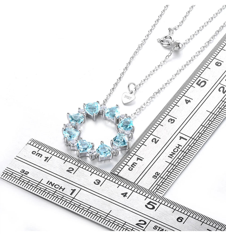 Colgantes de plata de ley con topacio azul cielo natural de 4,5 quilates, piedras preciosas auténticas para mujer, estilo romántico clásico, joyería fina, regalos.