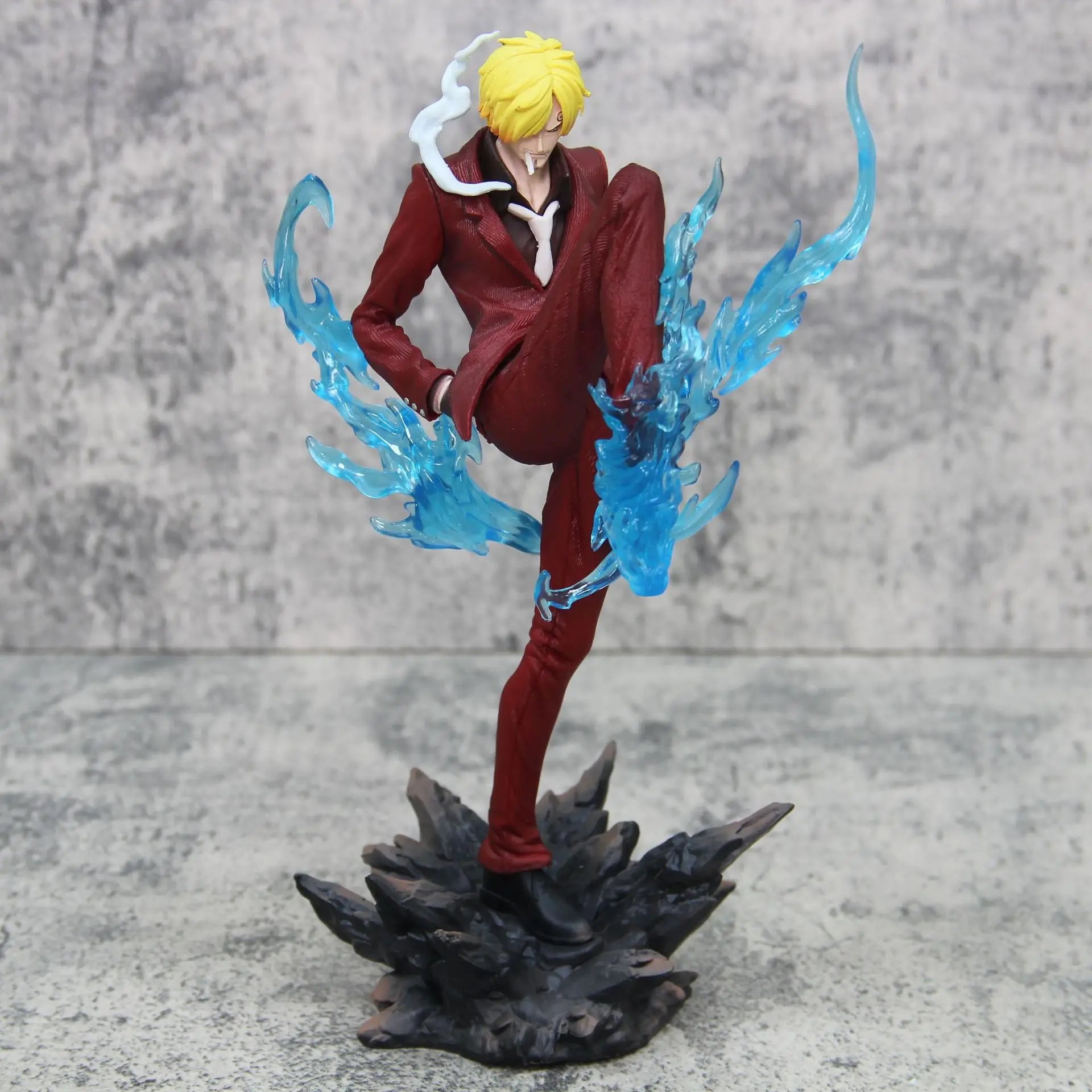 24cm One Piece Gk Sanji Standing Posture Demon Kick Red And Blue Special Effects Anime Figure Model Ornament Statue Toy Gifts