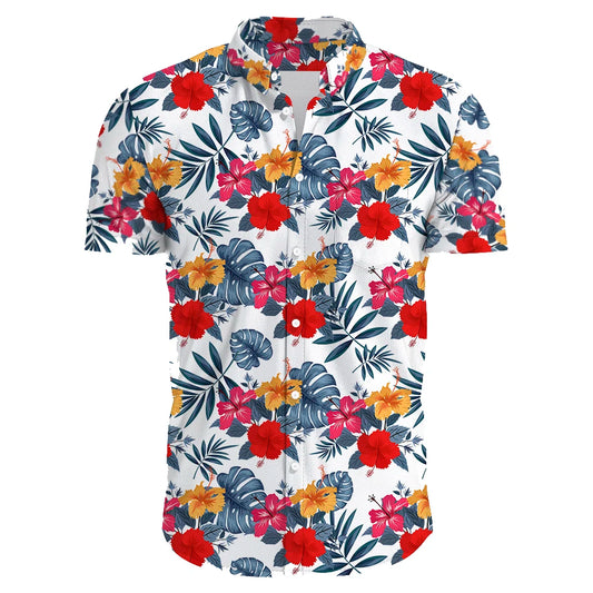 2024 Summer Men's Casual Floral Print Short Sleeve Top Hawaiian Shirt For Mens Clothes Daily New High Quality Lapel Oversized CS2024XQ1223