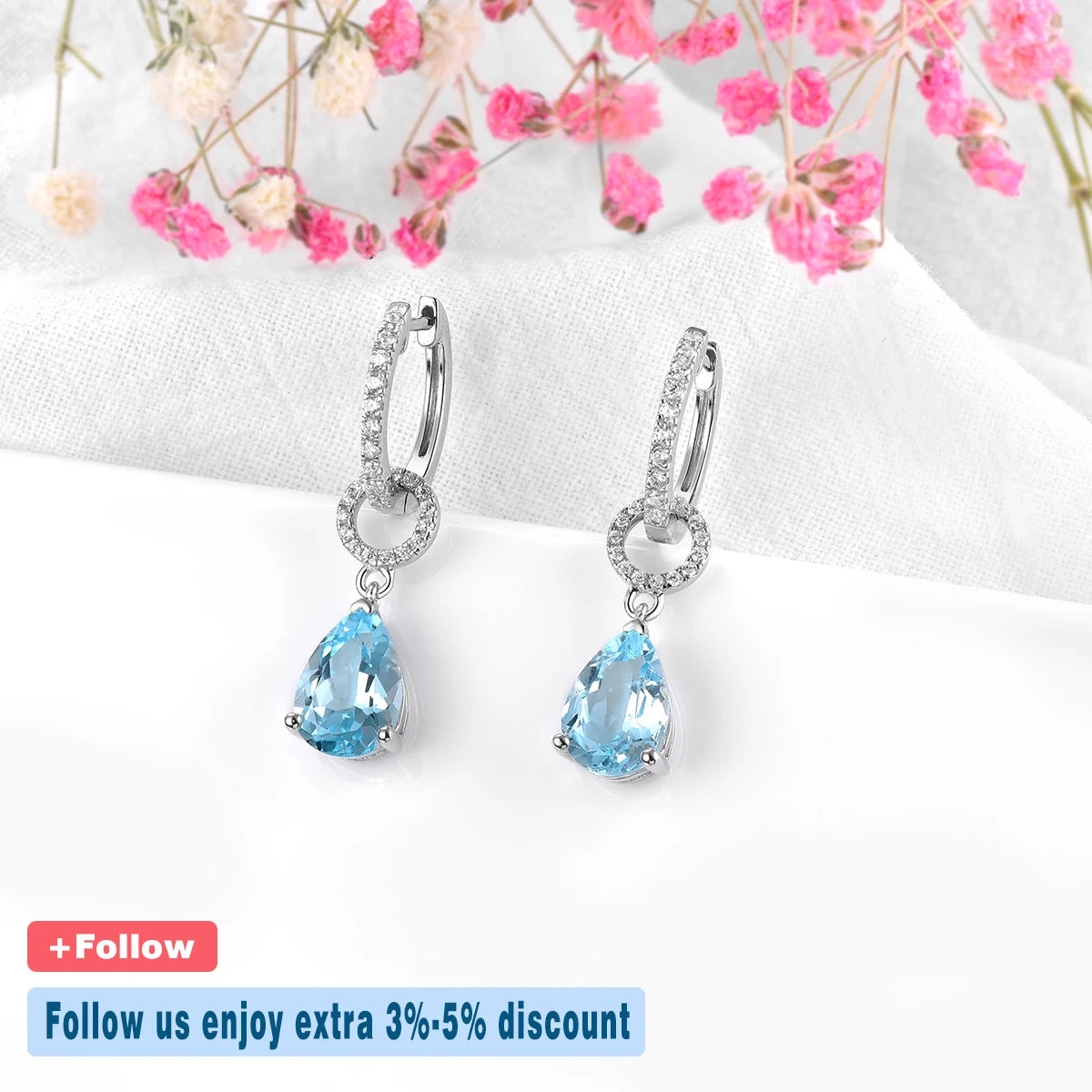 Natural Sky Blue Topaz Sterling Silver Drop Earrings 5.5 Carats Genuine Gemstone Women Classic Style S925 Fine Jewelry Birthday