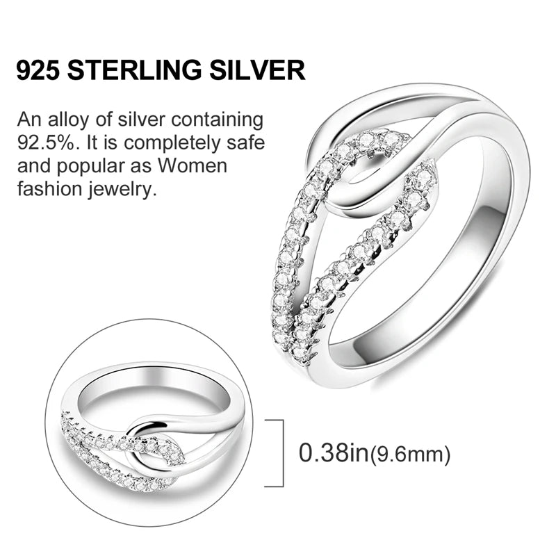 925 Sterling Silver Infinite Love Ring Original Luxury Design Zircon Finger Rings For Women High Quality Wedding Jewelry Gift