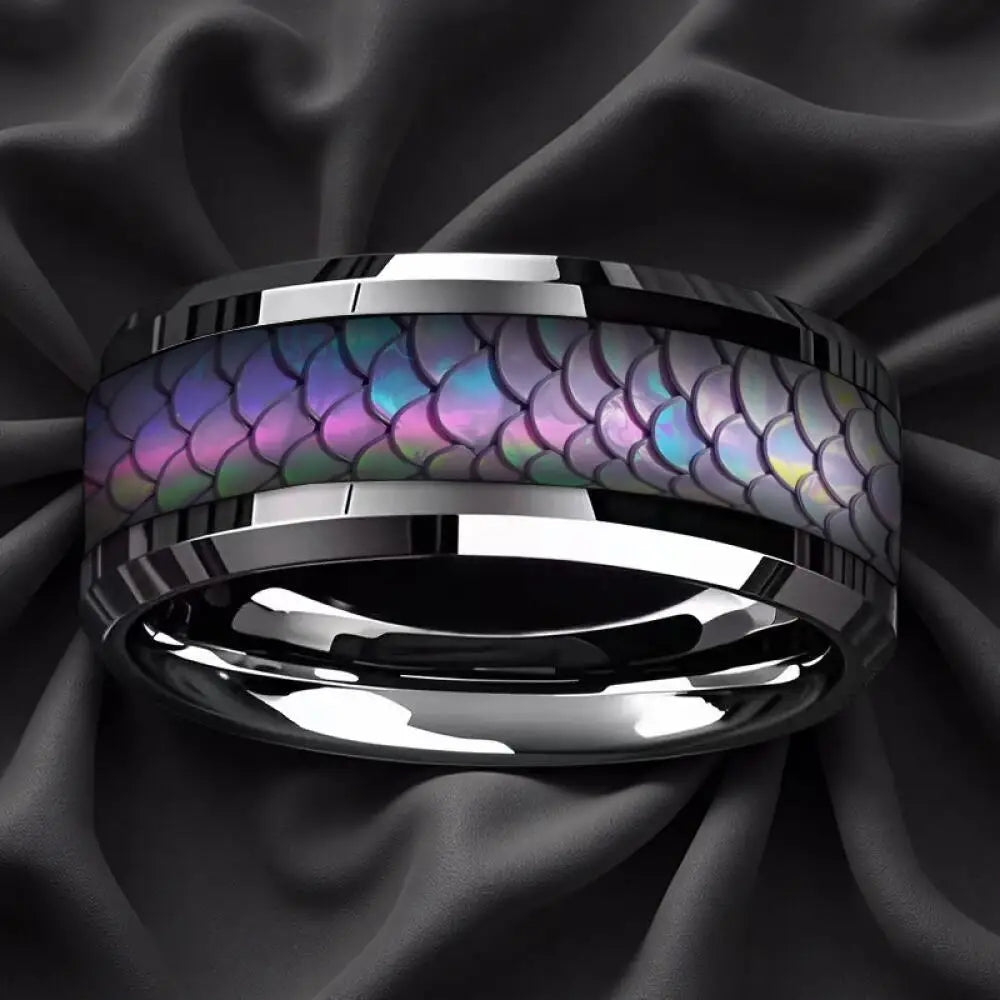 Fashion Mens Stainless Steel Rings With Black Gold Color Meteorite Inlay Ring for Men Jewelry Suitable for Daily Wear, Non-Fade