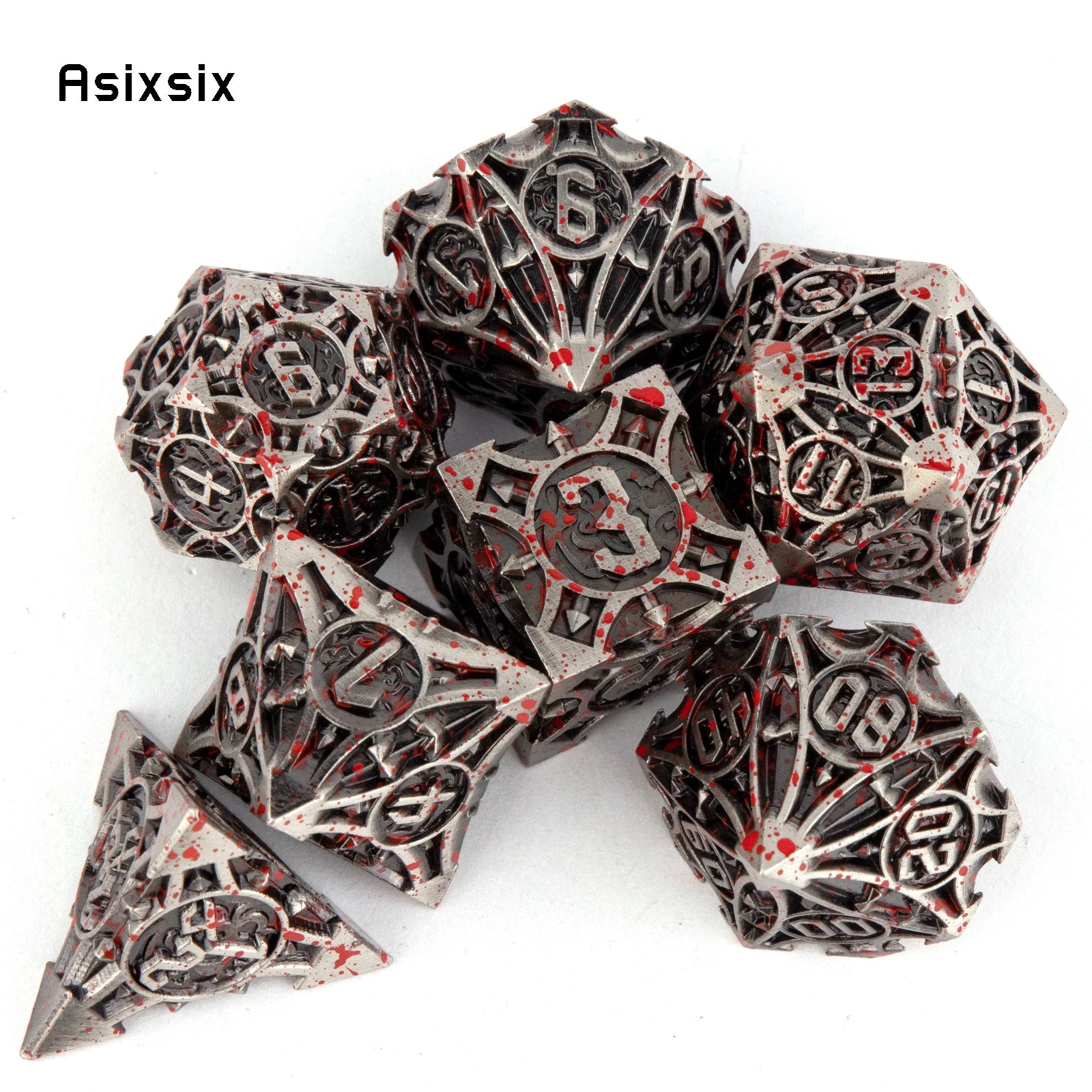 7 Pcs Copper Red Metal Dice Solid Metal Polyhedral Dice Set Suitable for Role-Playing RPG Board Game Card Game