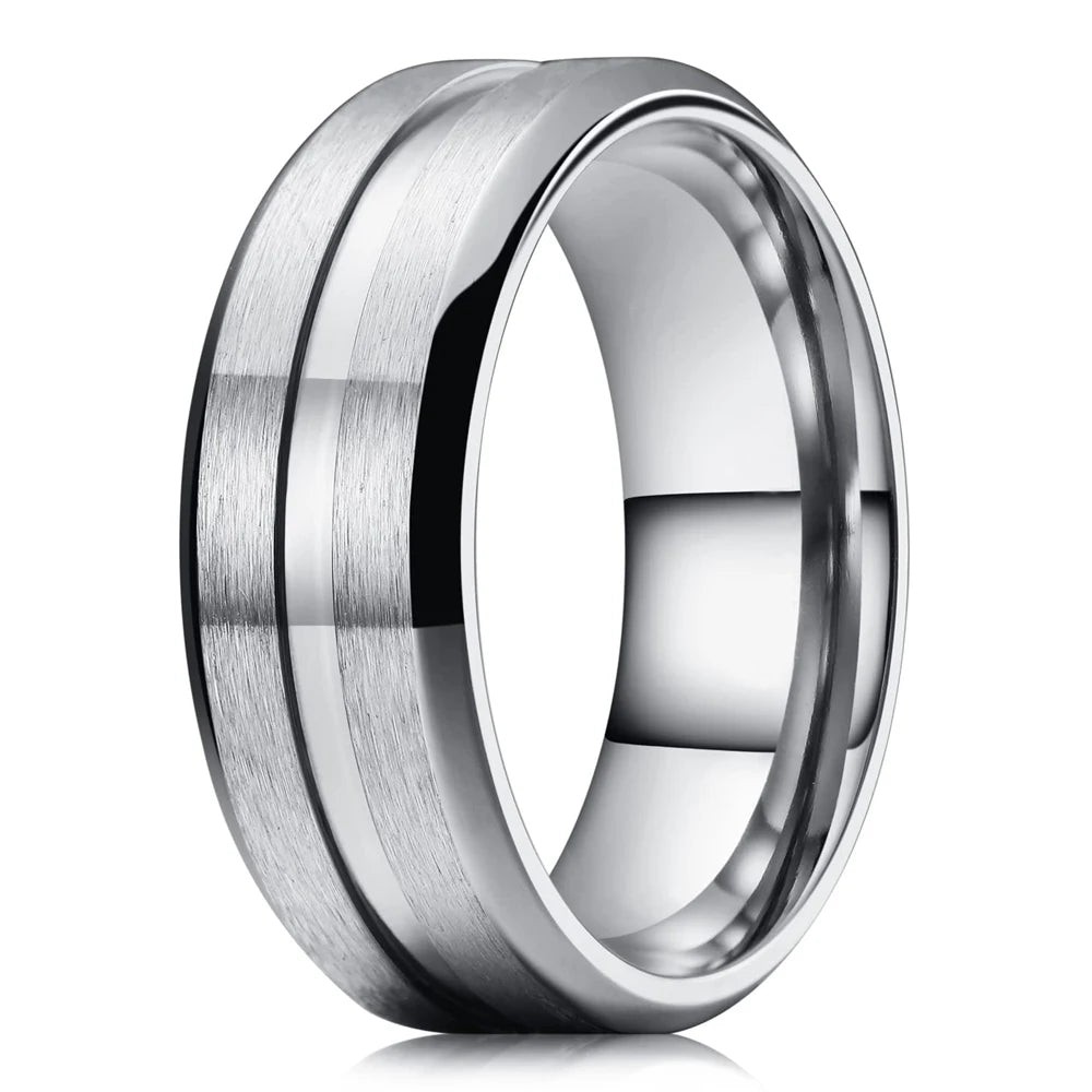Fashion 8mm Silver Color Titanium Steel Rings For Men Women Matte Brushed Men Stainless Steel Rings Wedding Band Jewelry Gifts