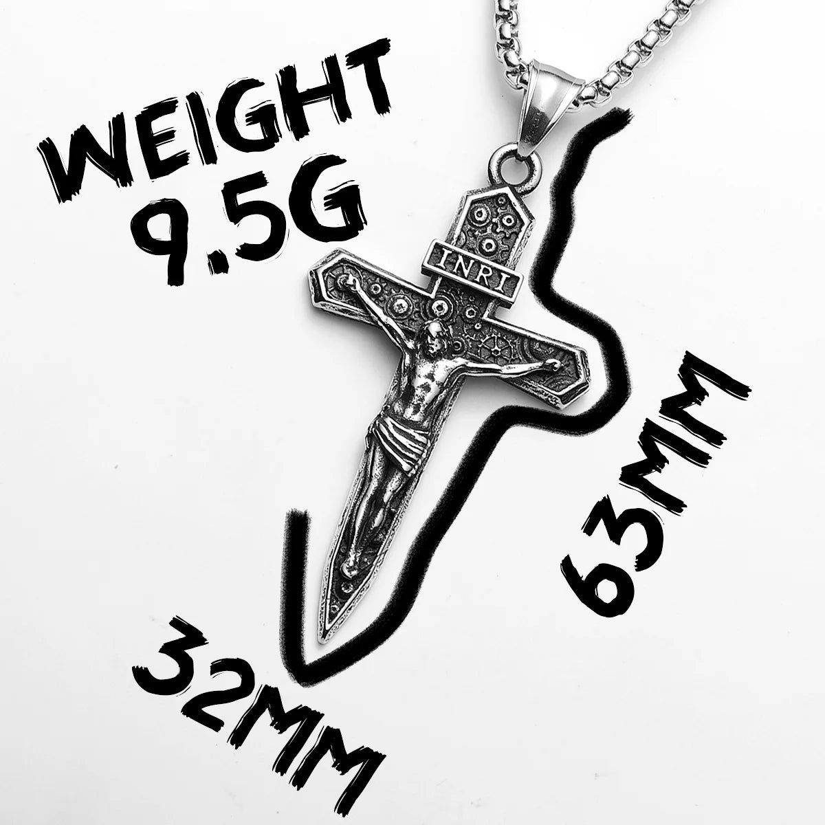 INRI Jesus Cross Exorcism Amulets Stainless Steel Men Necklaces Pendant Chain Punk For Women Fashion Jewelry Gifts Wholesale