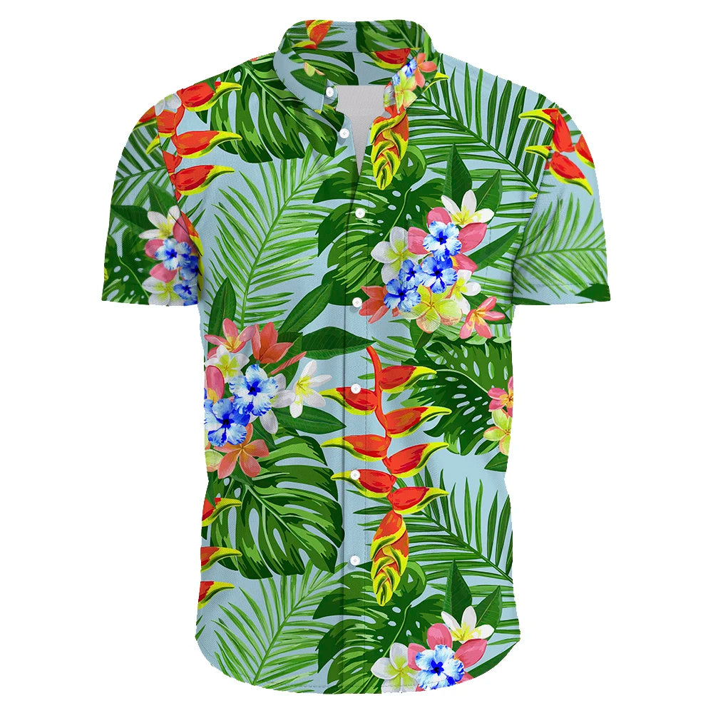 2024 Summer Men's Casual Floral Print Short Sleeve Top Hawaiian Shirt For Mens Clothes Daily New High Quality Lapel Oversized CS2024XQ1230