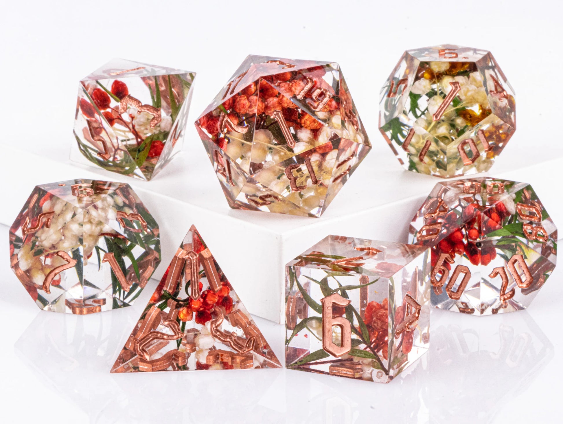 Handmade Polyhedral Dice Set for Dungeons and Dragons, d and d dice, Sharp Edged Resin D&D Dice Set, Resin Dice Set DnD