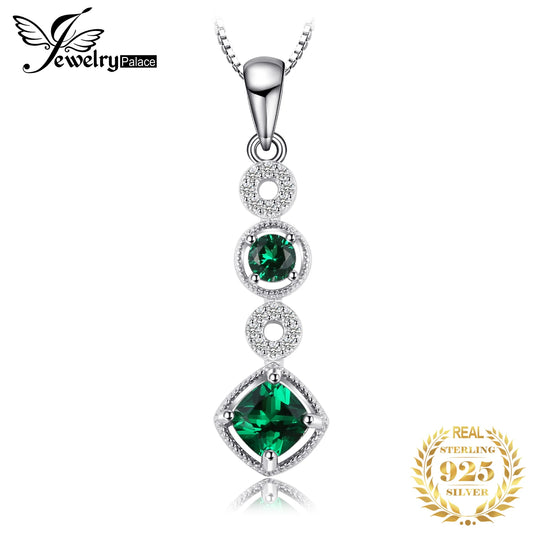 JewelryPalace Created Nano Emerald 925 Sterling Silver Pendant Necklace for Woman Fashion Jewelry Trendy Party Gift No Chain Default Title