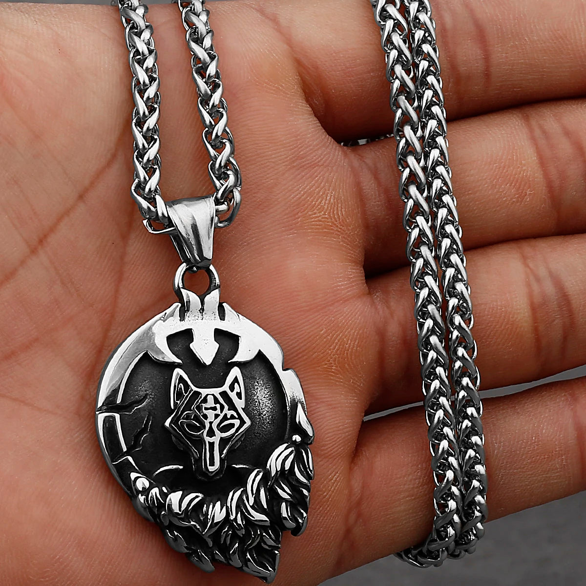 Viking Style Various Wolf Head Runes Original Stainless Steel Material Unisex Necklace Pendant Birthday Gift Factory Wholesale WJ 97