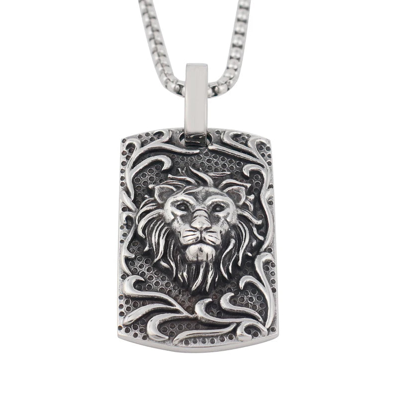 Men Stainless Steel Lion Necklaces Vintage Punk Animal Pendant Men's Unique Domineering Biker Amulet Jewelry Gifts Dropshipping