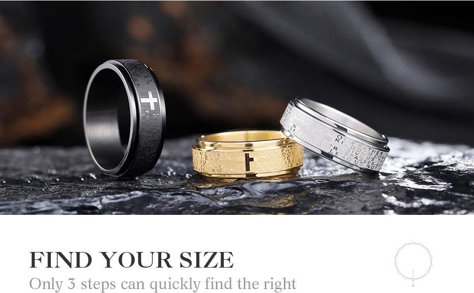 Stainless Steel Anxiety Rings For Men Women Christian Cross Religious Spinner Chain Rings Anti Stress Retro Amulet Jewelry