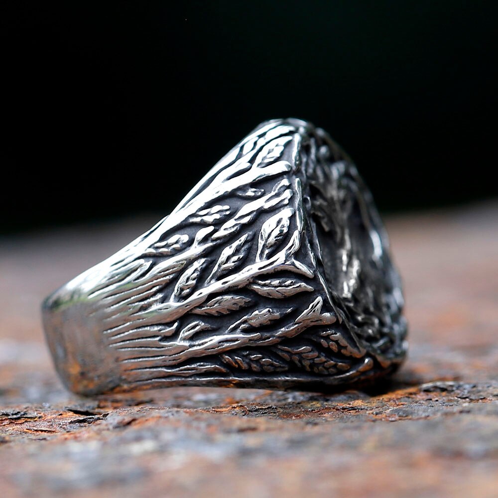 2023 New Fashion Stainless Steel Viking Gothic Odin Yggdrasi Runes Ring Men Wedding Rings Womens Band Jewelry Gift Anel