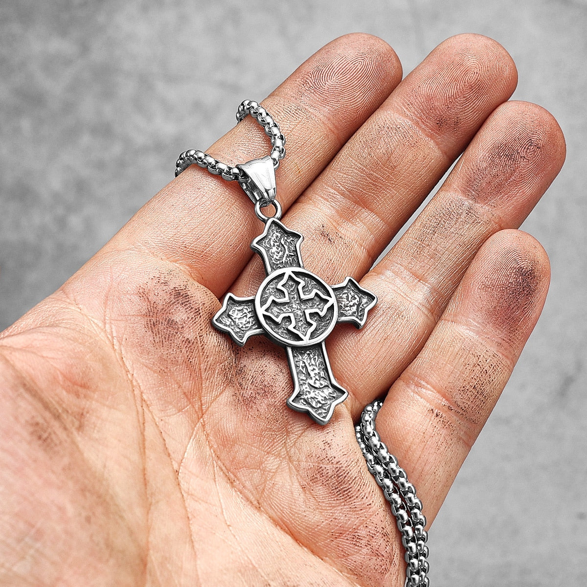 Religion Cross Amulet Stainless Steel Men Women Necklaces Pendants Chain Gothic Punk Trendy Jewelry Creativity Gift