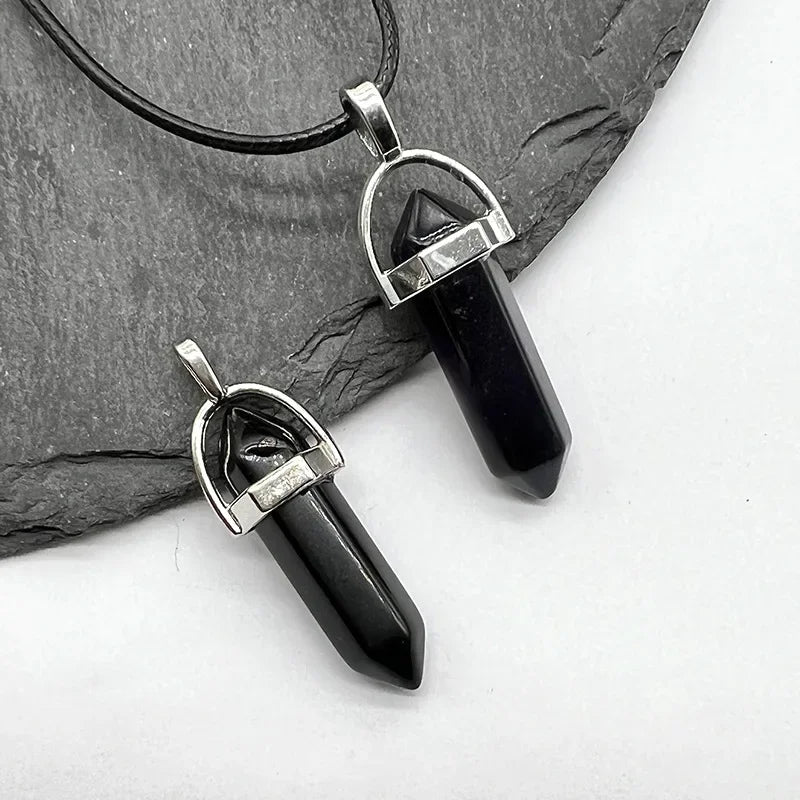 Natural Crystal Wishing Stone Necklace Energy Stone Hexagonal Pendant Men Women Birthday Gift Healing Talisman Jewelry