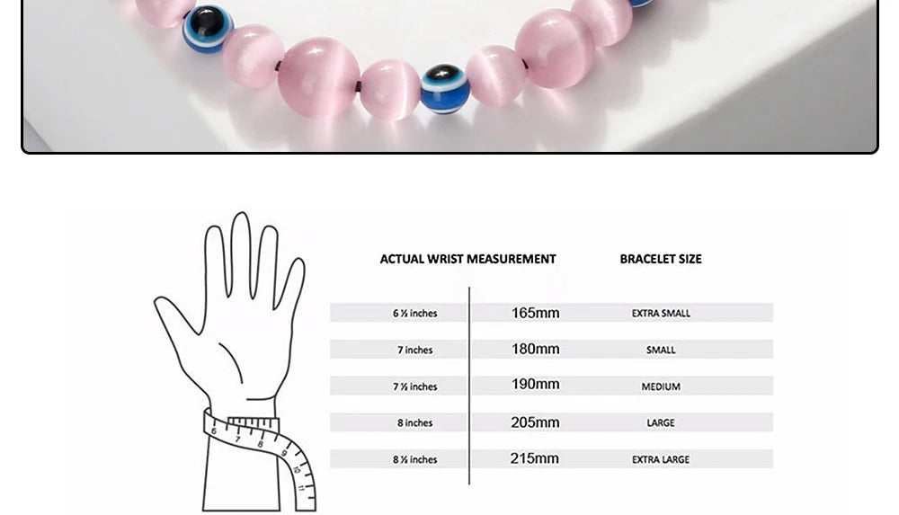 Blue Evil Eye Beaded Bracelets Natural Cat Eye Stone 6 8mm Opal Men Bangles Adjustable Women Bracelet Lucky Yoga Jewelry Gifts