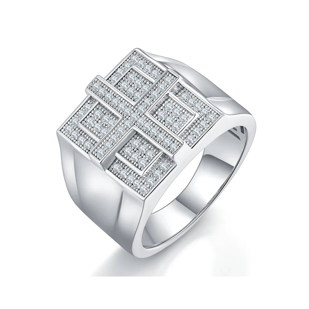 GEM'S BALLET Custom Moissanite Ring for Men-women 925 Sterling Silver Ring, Wedding Ring, Hiphop Ring , Hiphop Jewellery 925 Sterling Silver M86J