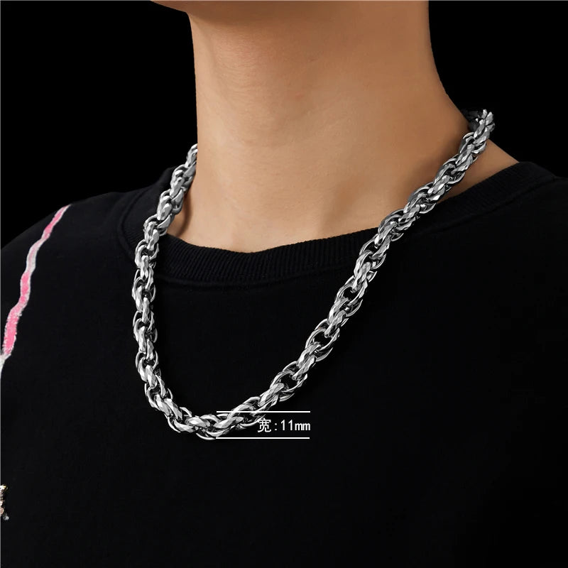 High-end 316L Titanium Steel Hand-assembled Ins Ladies Necklace Male Trendy Personality Hip-hop Sweater Chain Wholesale Imitation Rhodium Plated