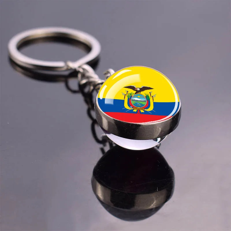 National Flag Keychains South America Countries Flag Glass Ball Key Chains Argentina Brazil Colombia Chile Keyring Jewelry Gift Ecuador