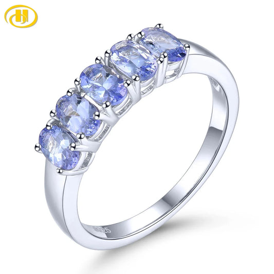 Natural Tanzanite Solid Silver Women Ring 1.2 Carat Genuine Gemstone Classic Wedding Anniversary Fine Jewelry Gifts Top Quality