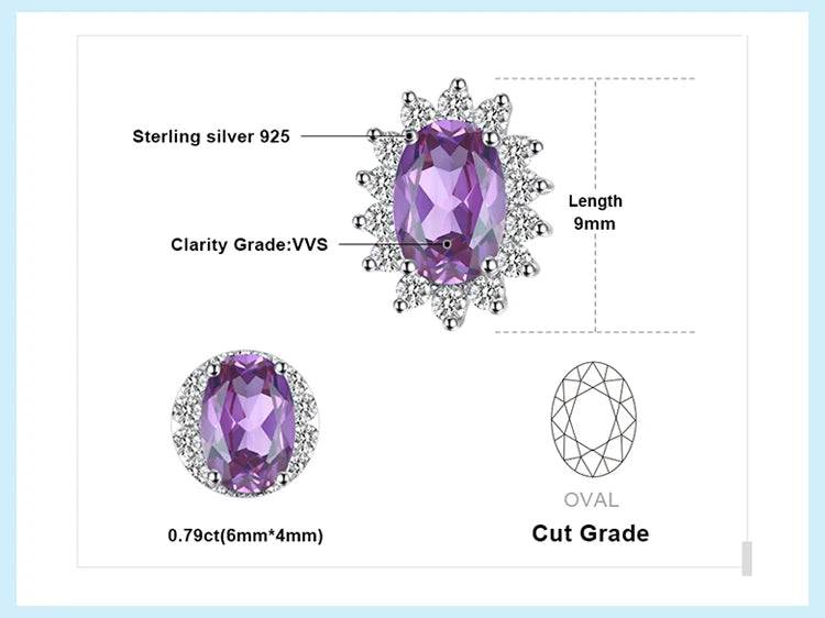 JewelryPalace Created Blue Sapphire Ruby 925 Sterling Silver Stud Earrings Natural Amethyst Garnet Peridot Topaz Princess Diana
