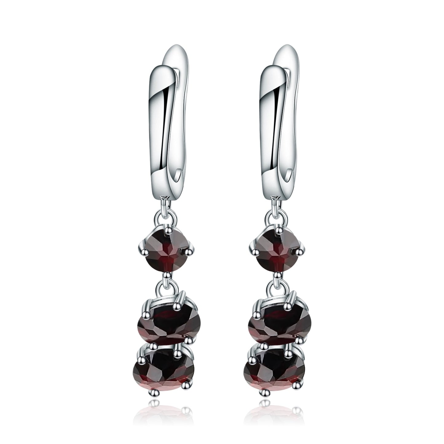 Gem&#39;s Ballet Solid 925 Sterling Silver Earrings Fine Jewelry 4.21Ct Natural Purple Amethyst Drop Earrings For Women Wedding Black Garnet 925 Sterling Silver