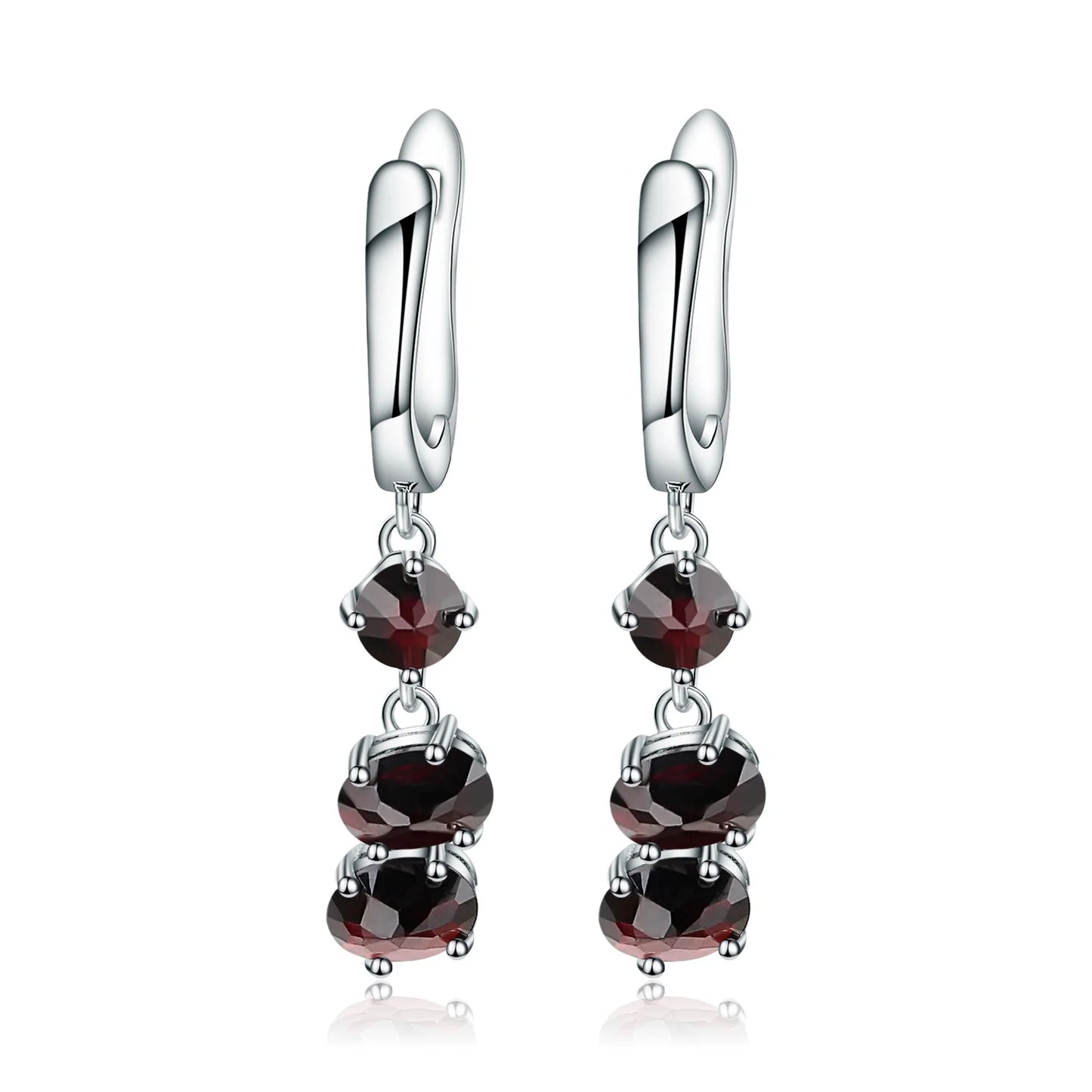 Gem's Ballet Solid 925 Sterling Silver Earrings Fine Jewelry 4.21Ct Natural Purple Amethyst Drop Earrings For Women Wedding Black Garnet 925 Sterling Silver CHINA