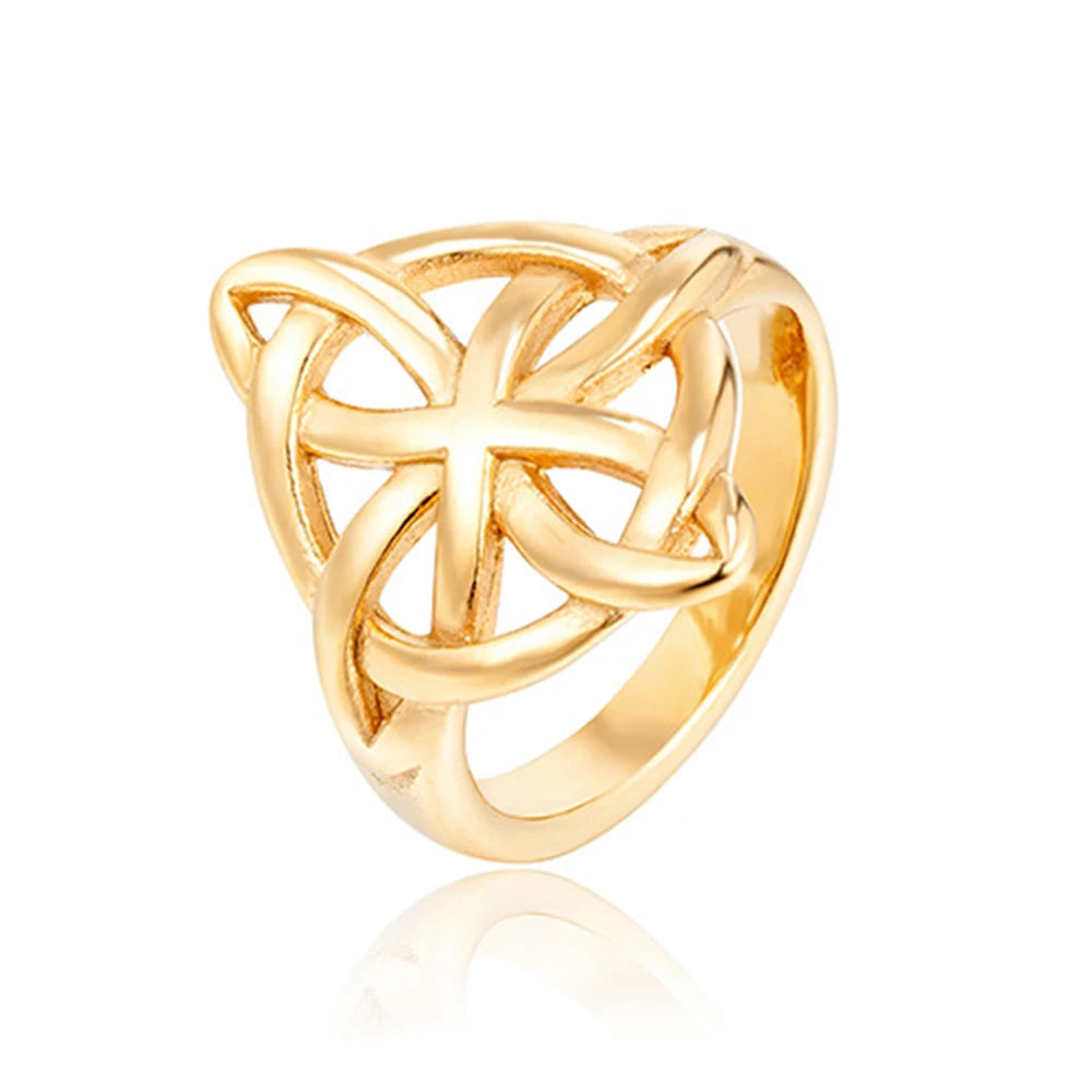 Vintage Hollow Out Mens Stainless Steel Celtic Knot Ring Simple Nordic Trinity Irish Rings for Women Viking Amulet Jewelry Gifts