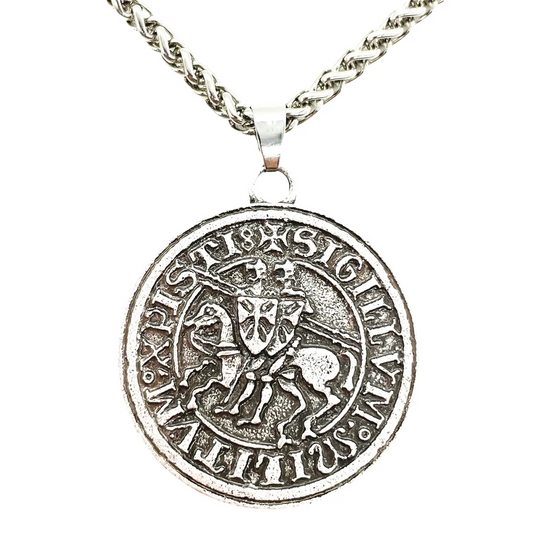 Knights Templar On Horse Pendant Mens Jewelry Vintage Punk Necklace Viking Accessories Dropshipping