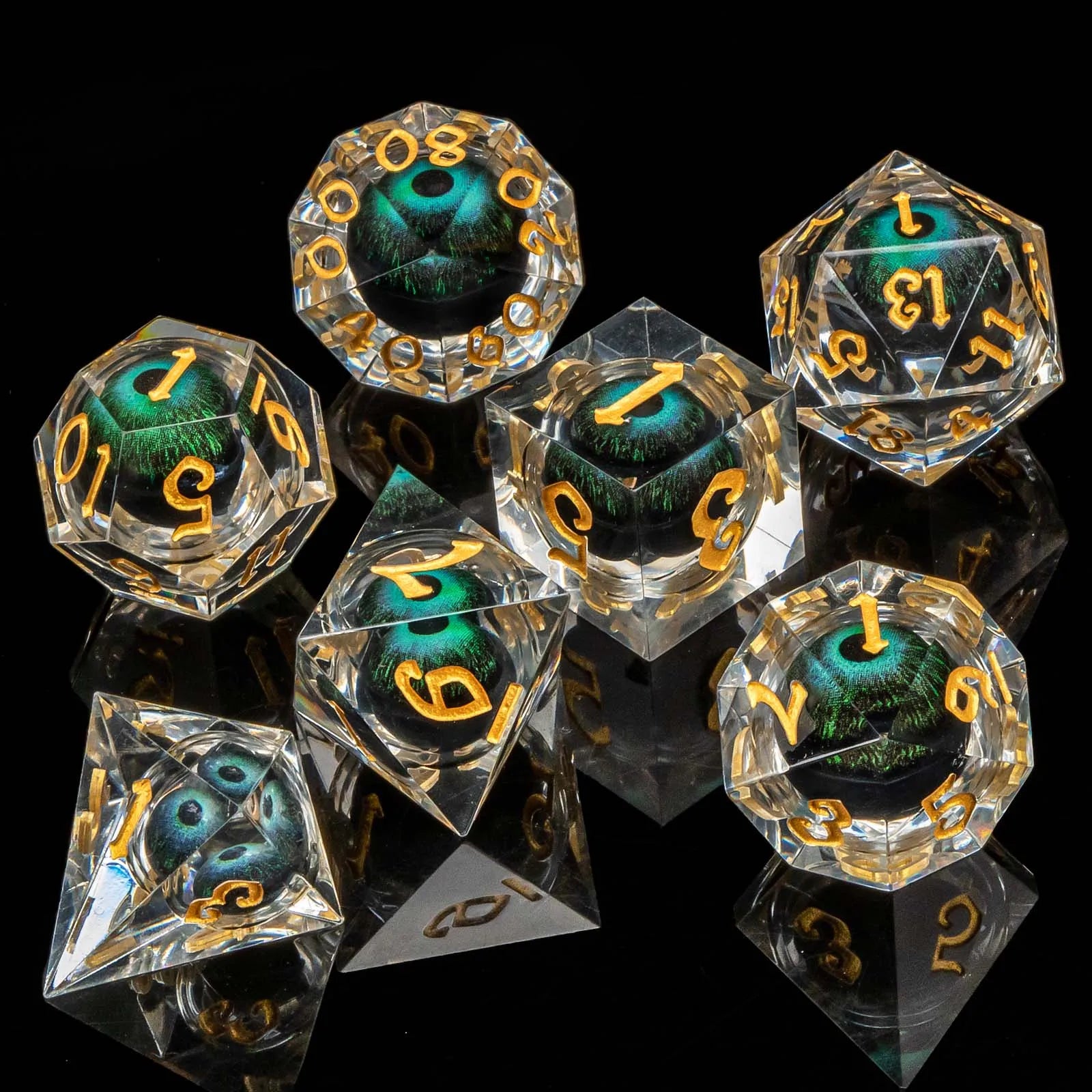 D and D Flowing Sand Sharp Edge Dragon Eye Dnd Resin RPG Polyhedral D&D Dice Set For Dungeon and Dragon Pathfinder Role Playing AZ14