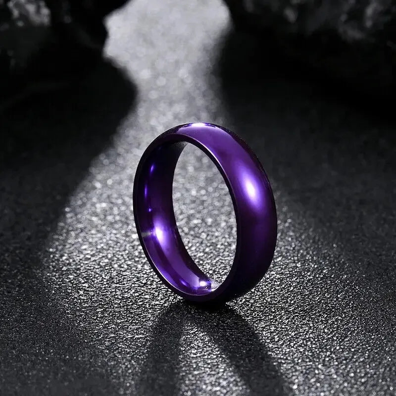 Fashion Purple Titanium Steel Rings For Men Women Simple Glossy Stainless Steel Promise Rings Wedding Engagement Jewelry Gifts