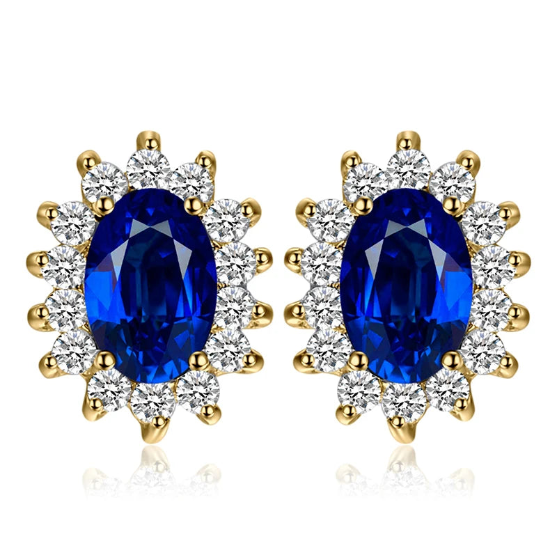 JewelryPalace Created Blue Sapphire Ruby 925 Sterling Silver Stud Earrings Natural Amethyst Garnet Peridot Topaz Princess Diana