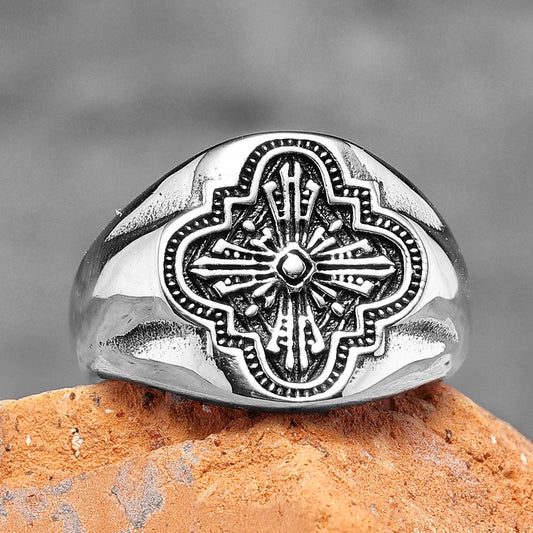 Catholic Church Window Grilles Stainless Steel Mens Rings Religion for Male Boyfriend Biker Jewelry Creativity Gift Wholesale