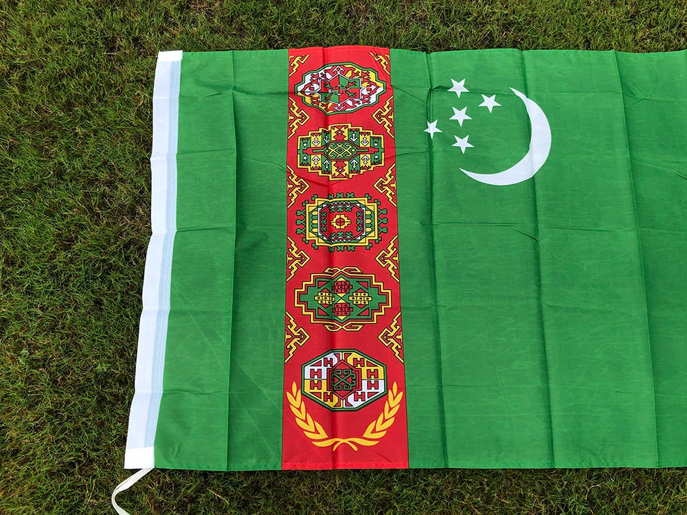 SKY FLAG Turkmenistan National Flag 90x150cm 3x5fts Hanging polyester Turkmenistan Banner Outdoor Advertising Decoration